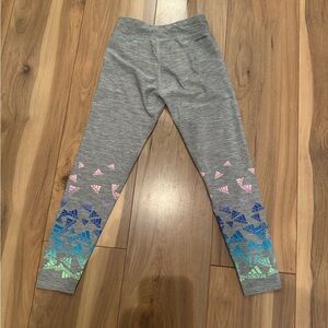 Adidas Kids Gray Leggings with Multicolor Patterns
